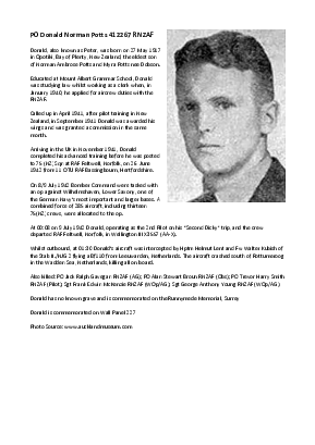 A preview of a PDF biography for Potts, Donald Norman
